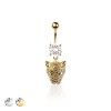 316L SURGICAL STEEL MULTI CZ JAGUAR BELLY BUTTON NAVEL RING 